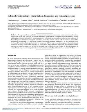 Echinoderm Ichnology: Bioturbation, Bioerosion and Related Processes