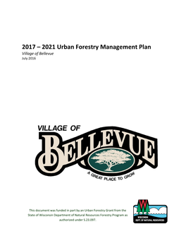 2021 Urban Forestry Management Plan Village of Bellevue July 2016