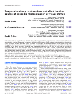 Temporal Auditory Capture Does Not Affect the Time Course of Saccadic Mislocalization of Visual Stimuli