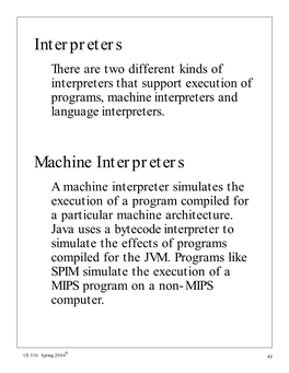 Interpreters Machine Interpreters