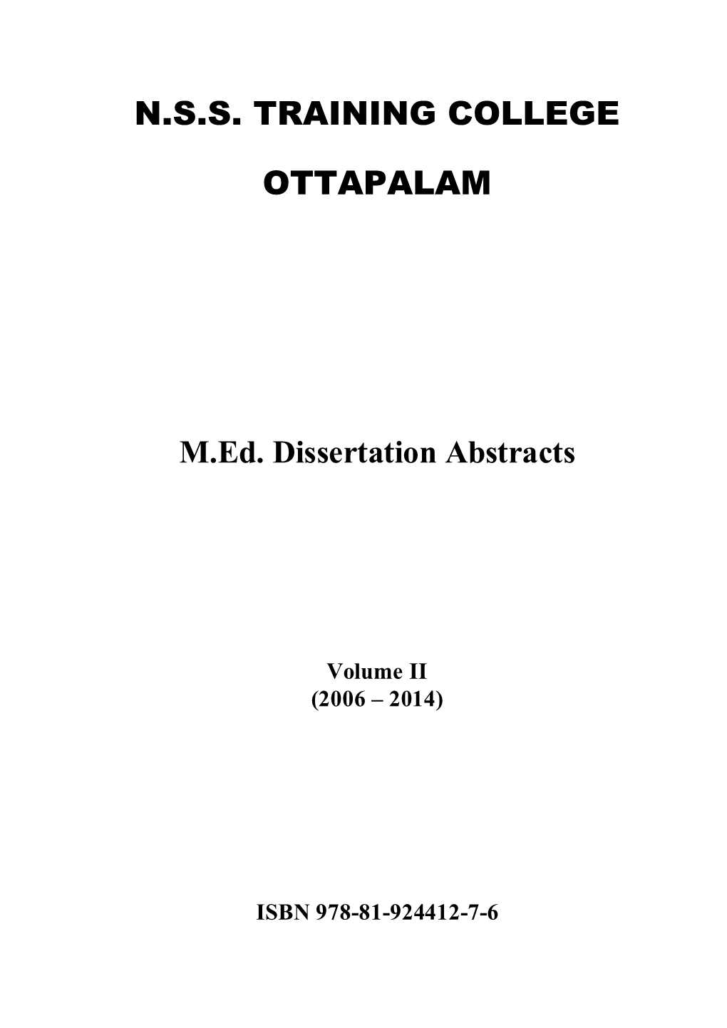 M.Ed. Dissertation Abstracts