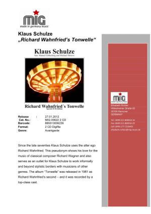 Klaus Schulze „Richard Wahnfried's Tonwelle“
