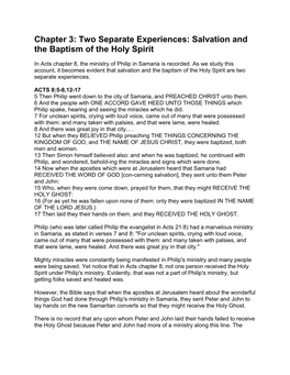 Salvation and the Baptism of the Holy Spirit