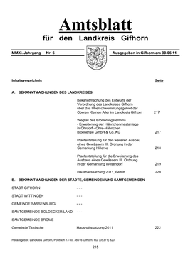 Amtsblatt Für Den Landkreis Gifhorn