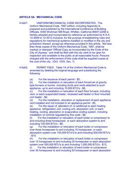 Article 5A. Mechanical Code