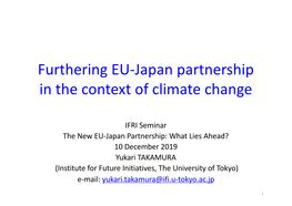 Furthering EU-Japan Partnership in the Context of Climate Change
