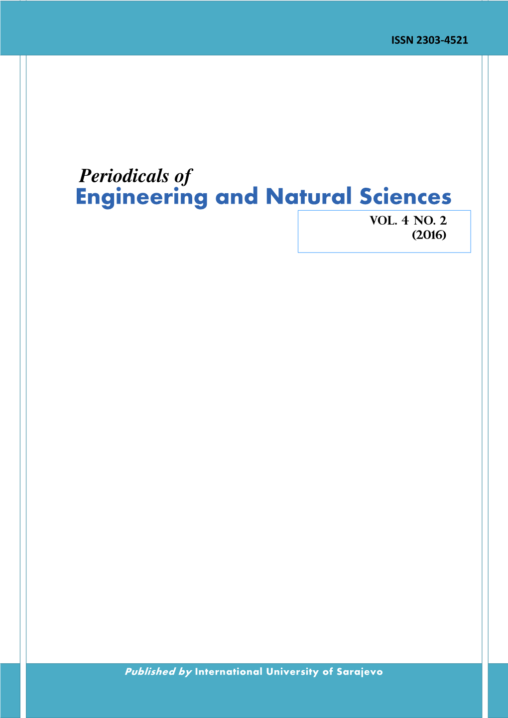 Engineering and Natural Sciences VOL