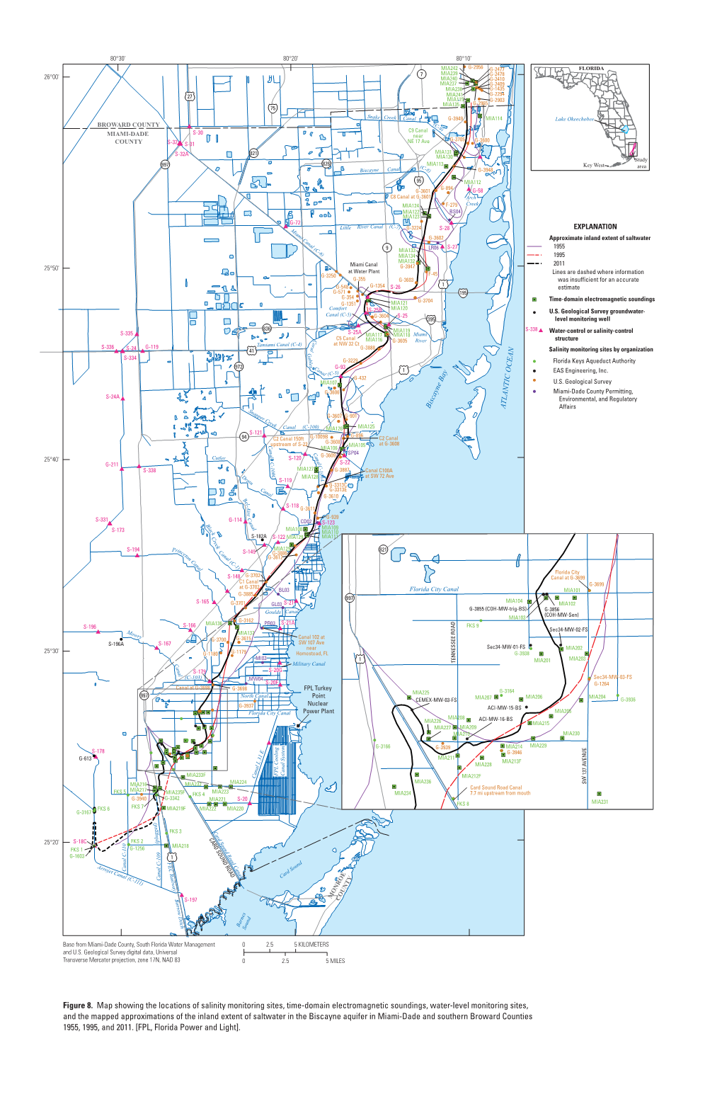 Figure 8. Map Showing the Locations of Salinity Monitoring Sites, Time