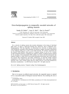 Error-Backpropagation in Temporally Encoded Networks of Spiking Neurons