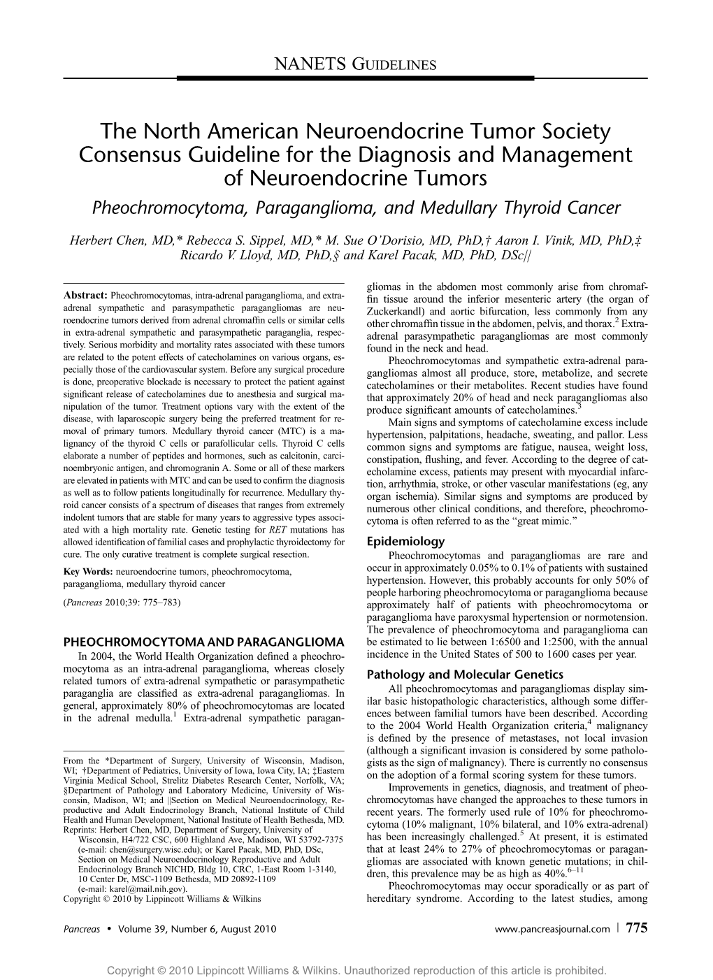 The North American Neuroendocrine Tumor Society Consensus