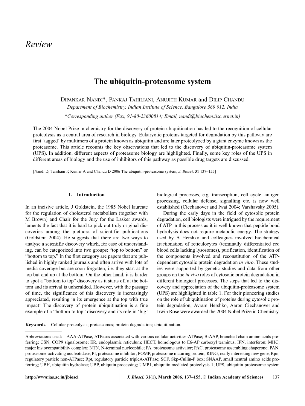 The Ubiquitin-Proteasome System