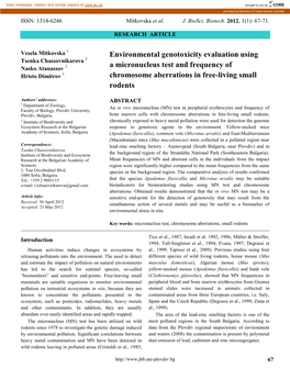 Environmental Genotoxicity Evaluation Using a Micronucleus Test And