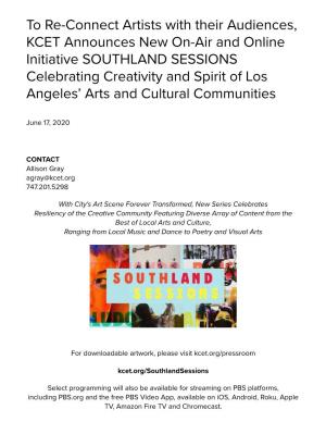 To Re-Connect Artists with Their Audiences, KCET Announces New
