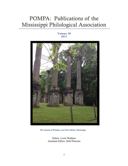 Publications of the Mississippi Philological Association