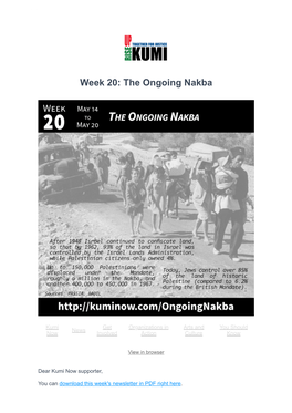 Week 20: the Ongoing Nakba