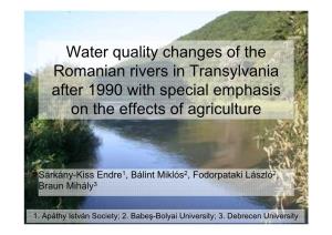 Water Quality Changes of the Romanian Rivers in Transylvania After 1990 with Special Emphasis on the Effects of Agriculture