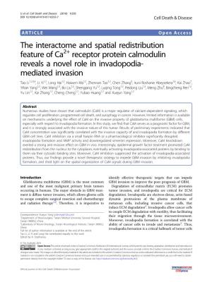 The Interactome and Spatial Redistribution Feature of Ca2+ Receptor Protein Calmodulin Reveals a Novel Role in Invadopodia- Mediated Invasion