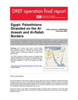 Egypt: Palestinians Stranded on the Al- Areesh and Al-Rafah Borders