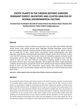 Exotic Plants in the Cibodas Botanic Gardens Remnant Forest: Inventory and Cluster Analysis of Several Environmental Factors