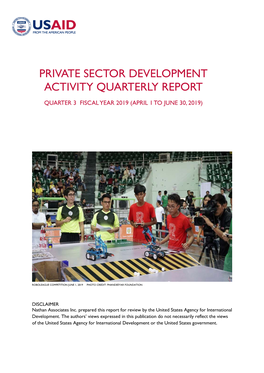 Private Sector Development Activity Quarterly Report