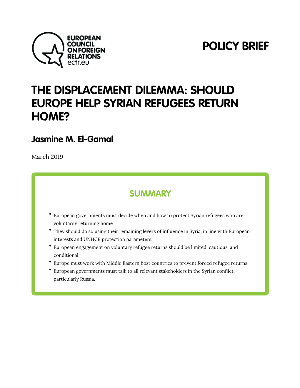 Should Europe Help Syrian Refugees Return Home?
