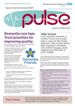Dementia Care Tops Trust Priorities for Improving Quality