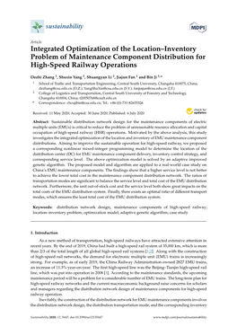 Integrated Optimization of the Location–Inventory Problem of Maintenance Component Distribution for High-Speed Railway Operations