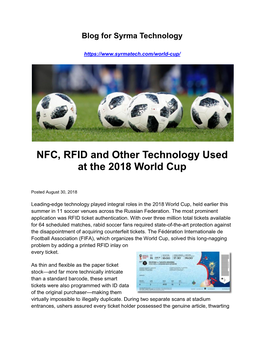 NFC, RFID and Other Technology Used at the 2018 World Cup