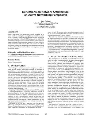 Reflections on Network Architecture: an Active Networking Perspective