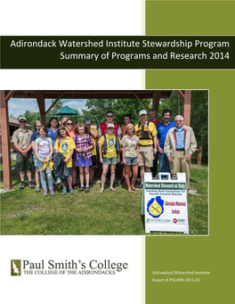 Adirondack Watershed Institute Stewardship Program Summary of Programs and Research 2014