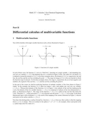 Differential Calculus of Multivariable Functions