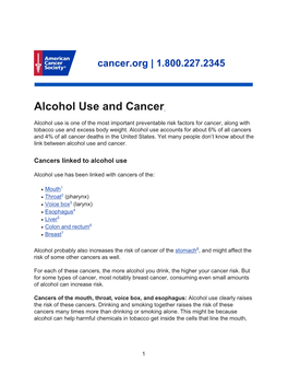 Alcohol Use and Cancer