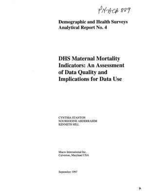 DHS Maternal Mortality Indicators: an Assessment of Data Quality and Implications for Data Use