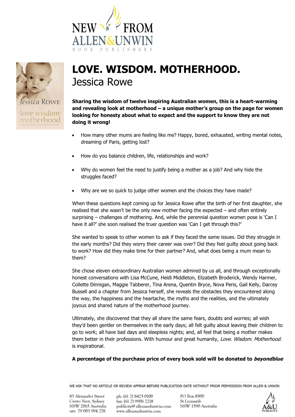 LOVE. WISDOM. MOTHERHOOD. Jessica Rowe