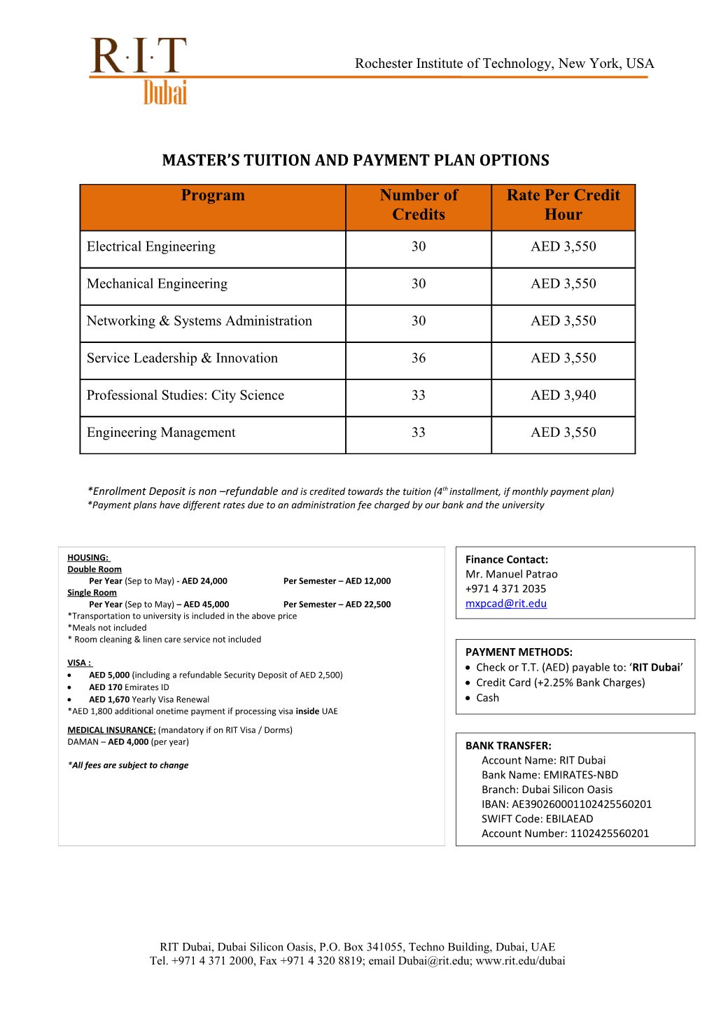 Master S Tuition and Payment Plan Options