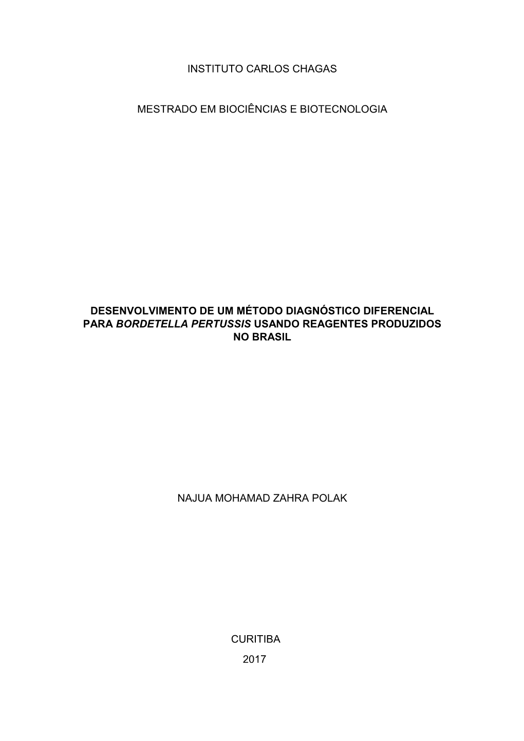 Instituto Carlos Chagas Mestrado Em Biociências E