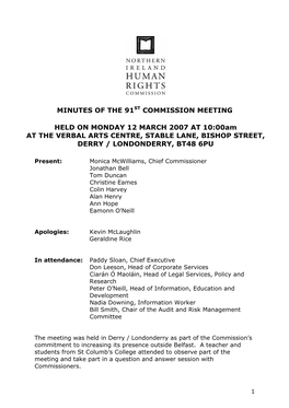 Minutes of 91St Commission Meeting