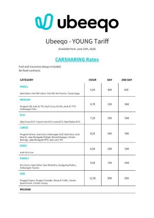 YOUNG Tariff (Available from June 15Th, 2020)