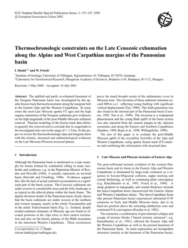 Thermochronologic Constraints on the Late Cenozoic Exhumation Along the Alpine and West Carpathian Margins of the Pannonian Basin