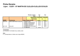 Fiche Horaire Ligne : CLE01 - ST MARTIN DE CLELLES-CLELLES ECOLES