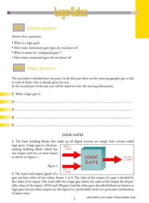 BEFORE READING Answer These Questions: • What Is a Logic Gate
