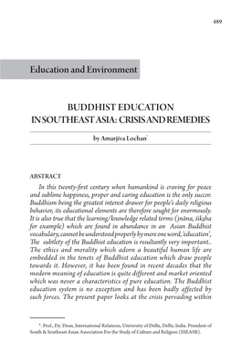 Buddhist Education in Southeast Asia: Crisis and Remedies
