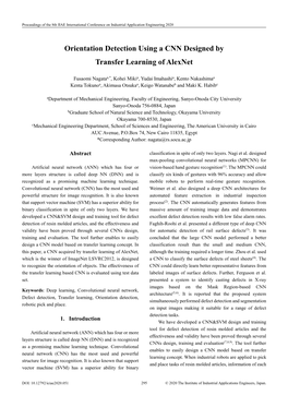 Orientation Detection Using a CNN Designed by Transfer Learning of Alexnet