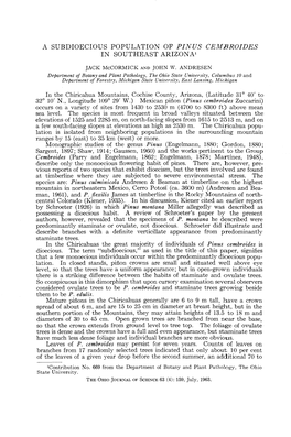 A Subdioecioius Population of Pinus Cembroides in Souteast Arizona