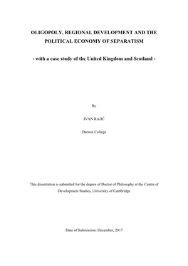 Oligopoly, Regional Development and the Political Economy of Separatism