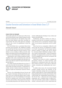 Counter-Terrorism and Extremism in Great Britain Since 7/7 Hannah Stuart