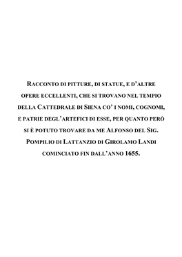 Alfonso Landi, Memorie Intorno Alle Pitture, Statue E Altre Opere Che Si