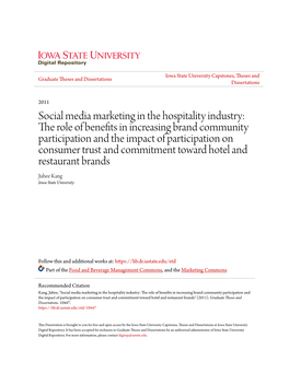 Social Media Marketing in the Hospitality Industry: the Role Of