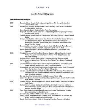 Anselm Kiefer Bibliography