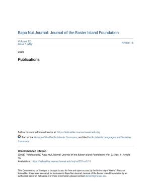 Rapa Nui Journal: Journal of the Easter Island Foundation Publications